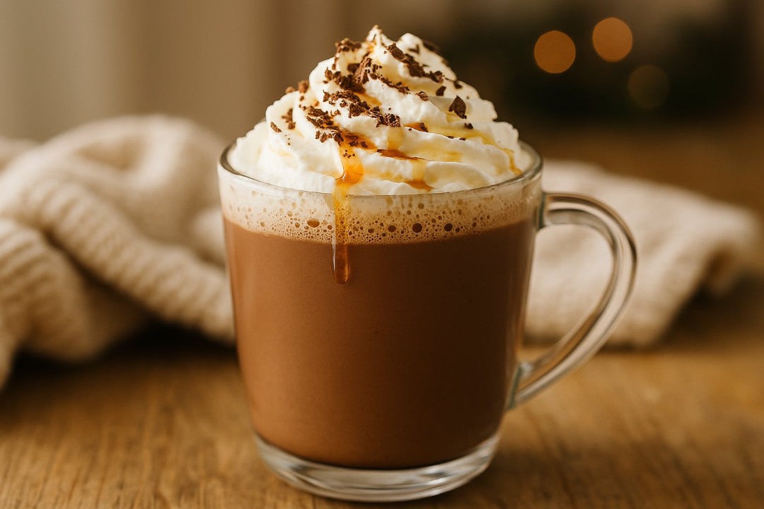 Beau chocolat chaud au sirop d'érable au cafe