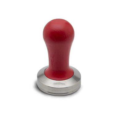 Lelit | Tasseur à café (tamper) en acier inoxydable avec manche bois rouge 58.55 mm Les Importations Edika