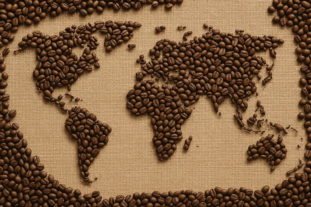 Carte du monde en grains de café