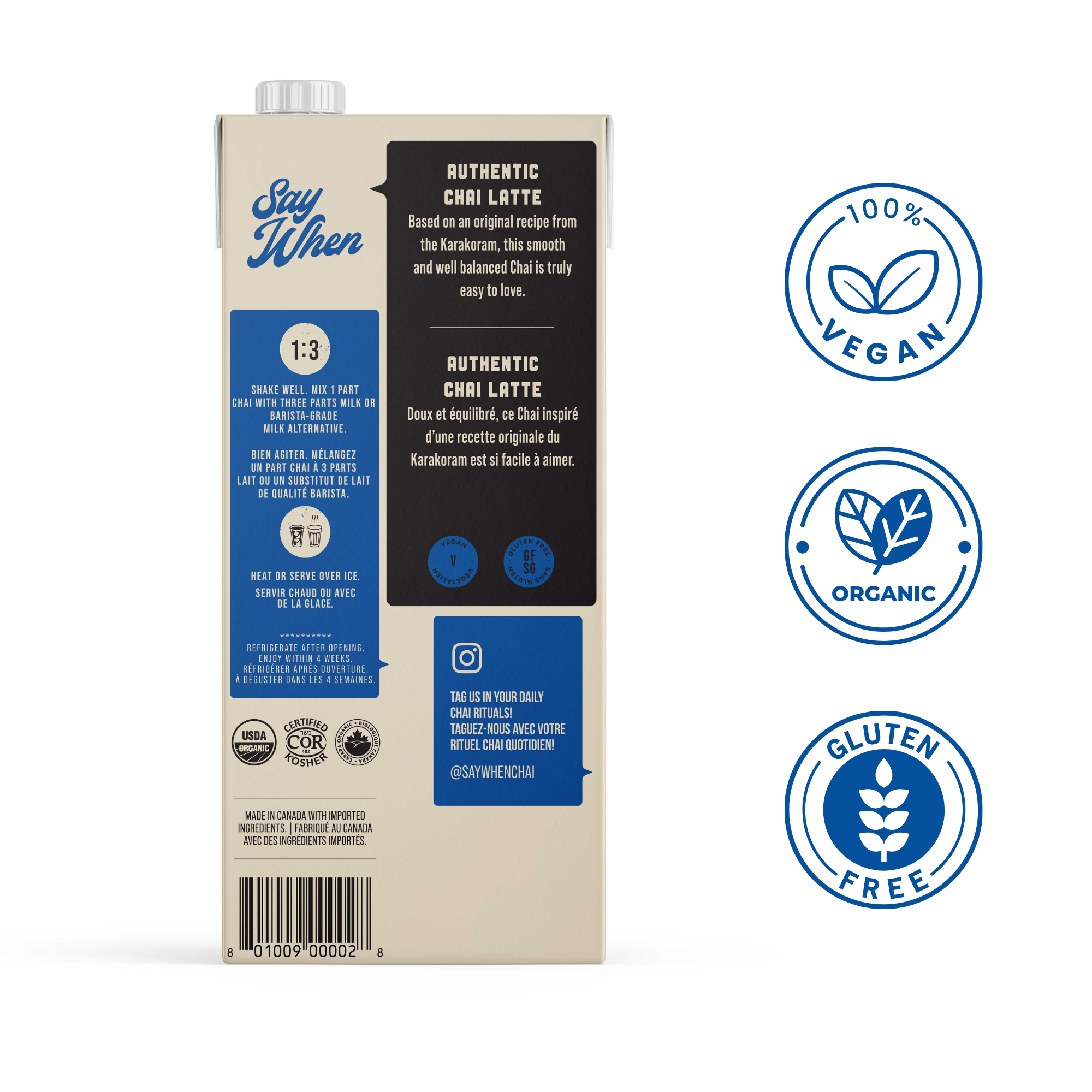 Say When | Chai bio - Authentique - caisse de 12