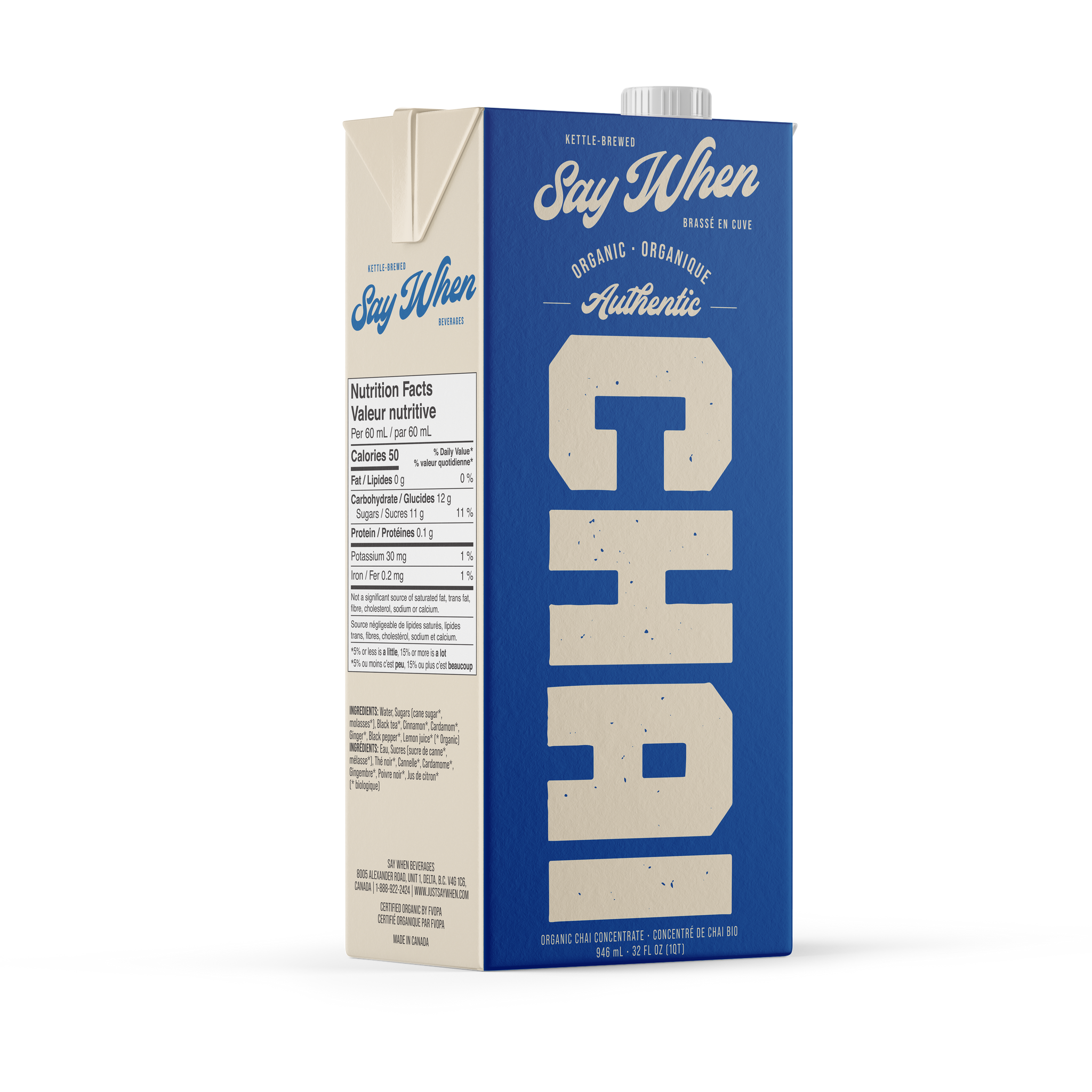 Say When | Chai bio - Authentique - caisse de 12