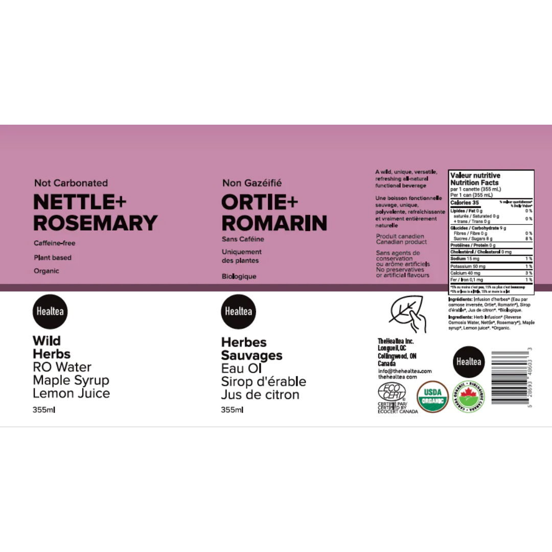 The HealTea | Non-Sparkling Wild Herbal Drink - Nettle Rosemary 355ml