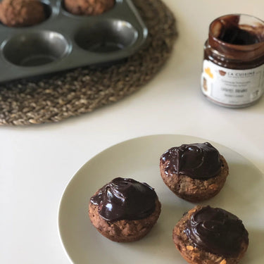 Tartinade caramel brownie de Chef Langlois sur des muffins