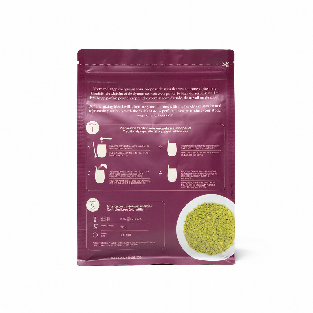 Dynamo, matcha yerba maté menthe de Camellia Sinensis - dos Sac de 150gr