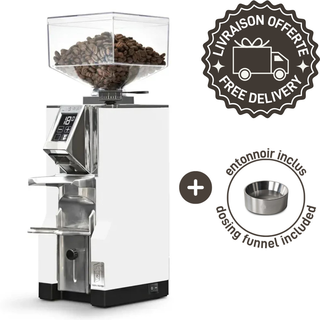 Livraison et entonnoir offerts Mouli à café Libra blanc de Eureka