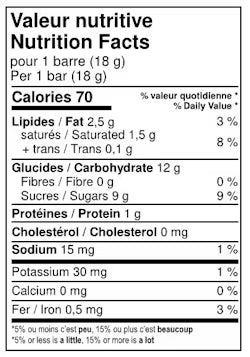 Valeurs nutritives guimauves enrobées de chocolat noir de la Chocolaterie des Pères Trappistes