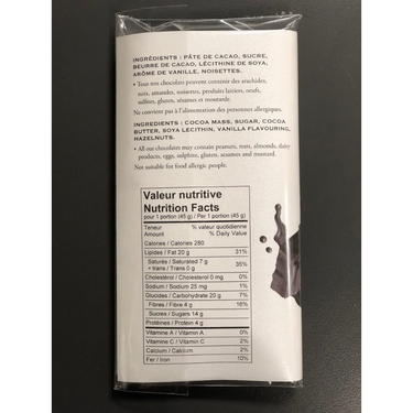 Ma Caféine | Dark Chocolate Bar with Hazelnuts