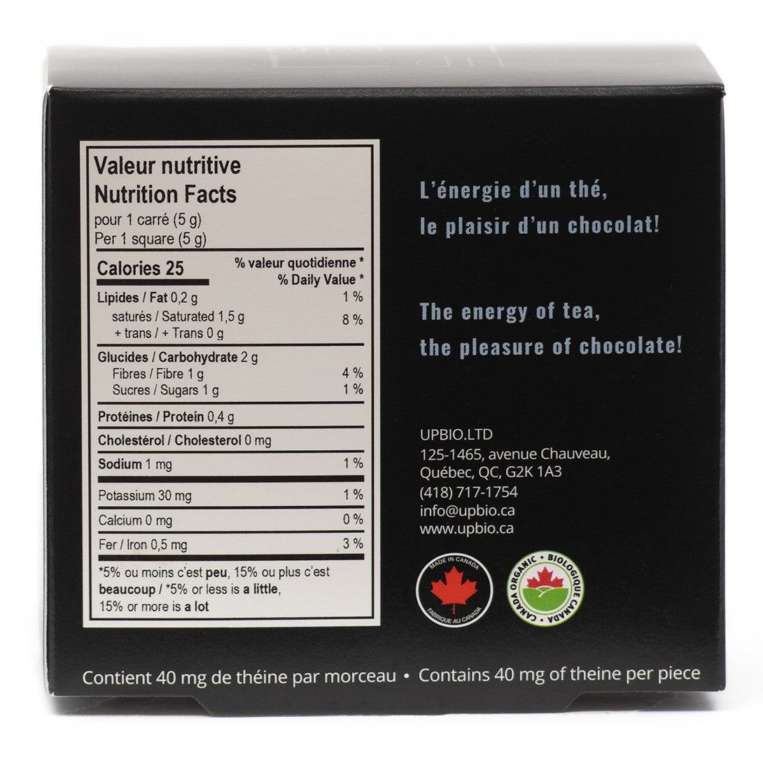 Upbio | Organic Dark Chocolate Sea Salt Flavor with Theine - 75 gr