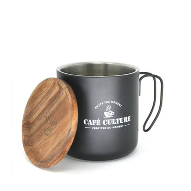 Café Culture | Tasse double paroi en acier noire 450ml