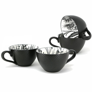 Sonata | Elegant black textured stoneware mug 450ml