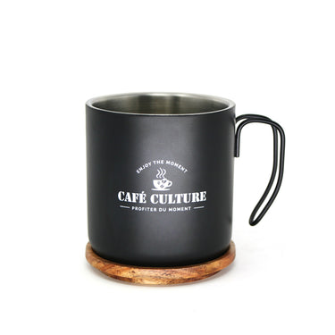 Café Culture | Double wall black steel mug 450ml