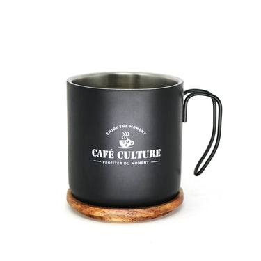 Café Culture | Tasse double paroi en acier noire 450ml