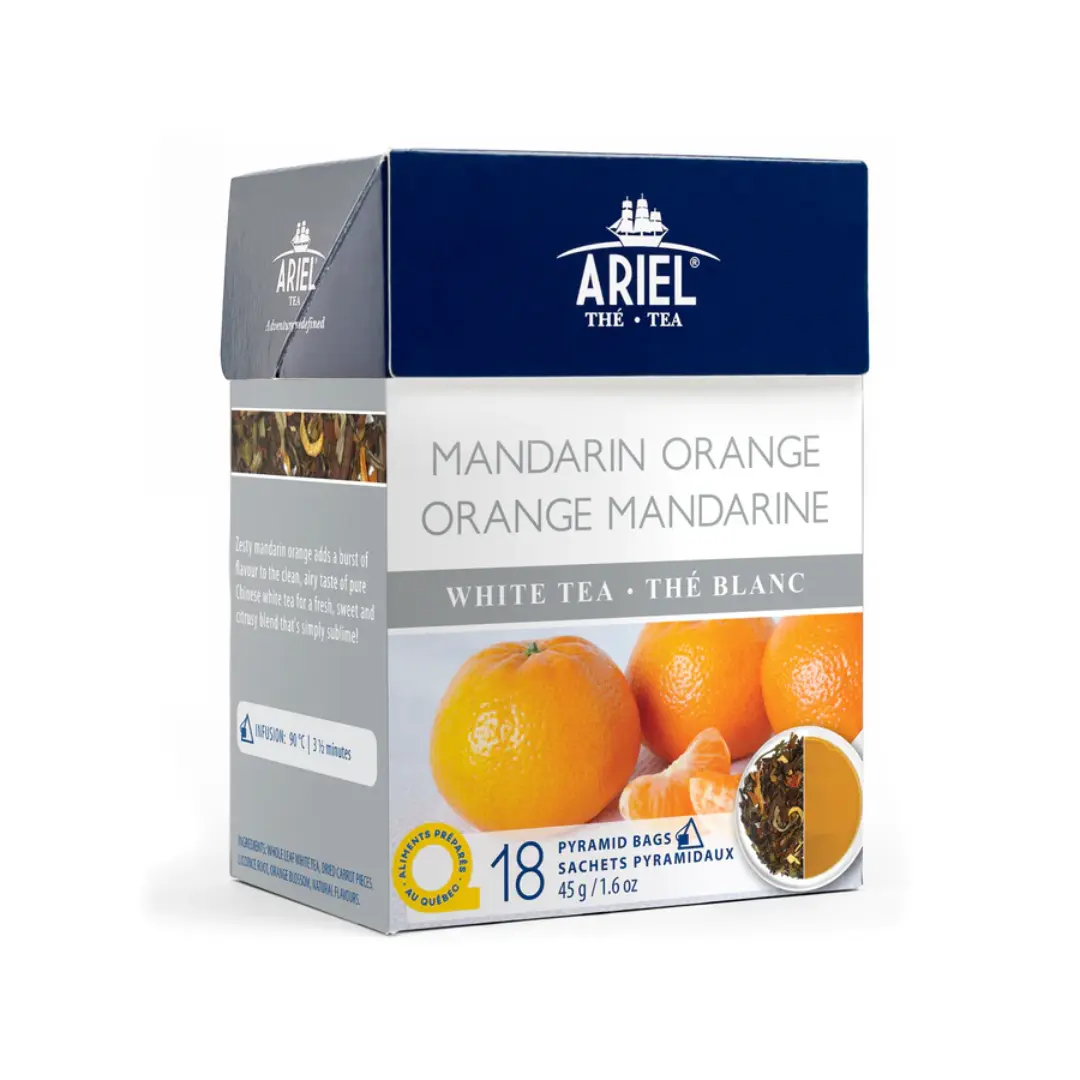Ariel | Thé Blanc Orange Mandarine - 18 sachets Terra Café Et Thé Ltee