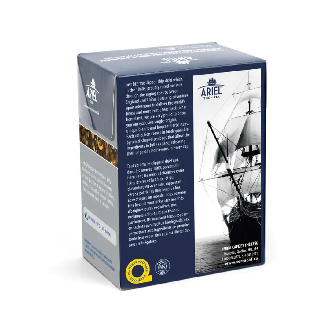 Ariel | Thé Blanc Orange Mandarine - 18 sachets Terra Café Et Thé Ltee