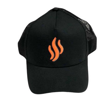 Ma Caféine | Black mesh cap with orange smoke