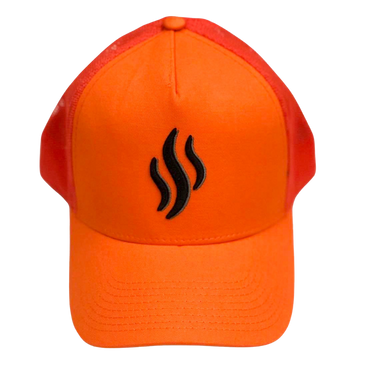 Ma Caféine | Orange mesh cap with black smoke